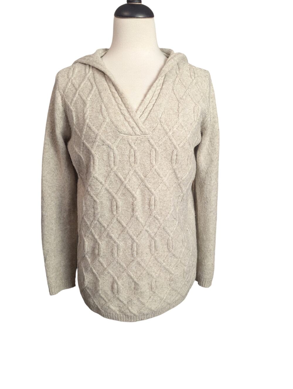 Sonoma Women's Medium Cream Color Hooded Knit Sweater